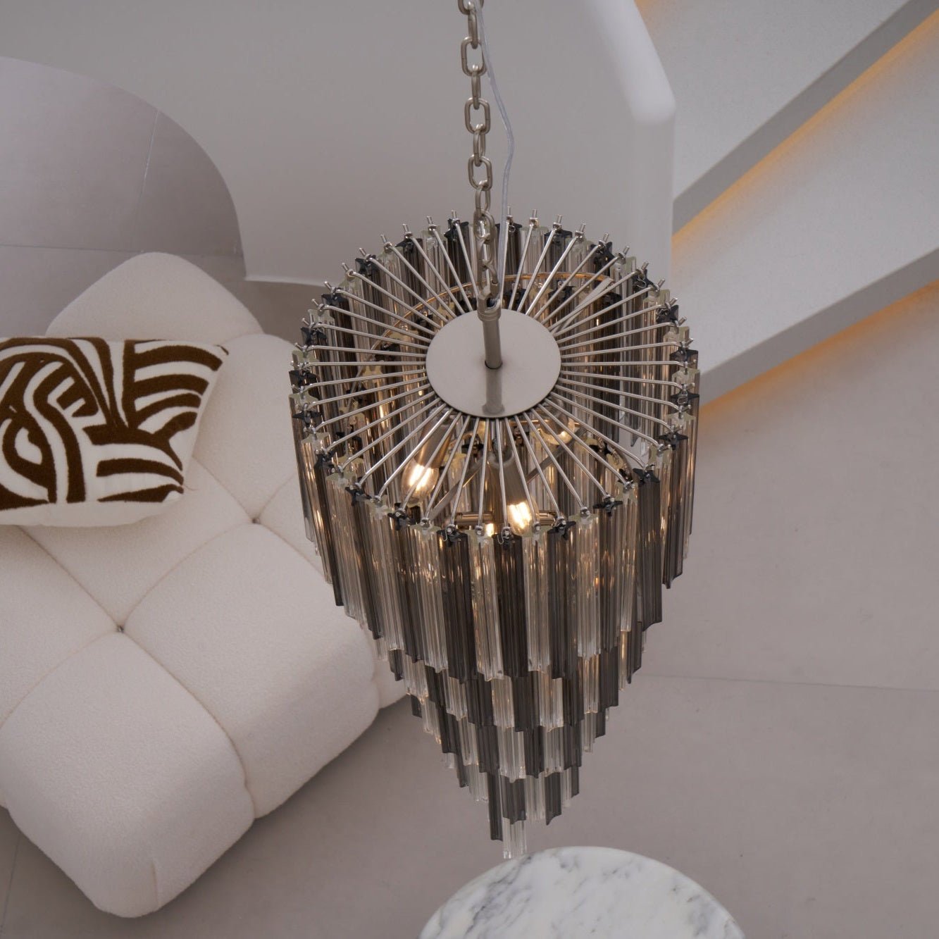 Aurora Chandelier Smoked Glass Spiral - Letslighting
