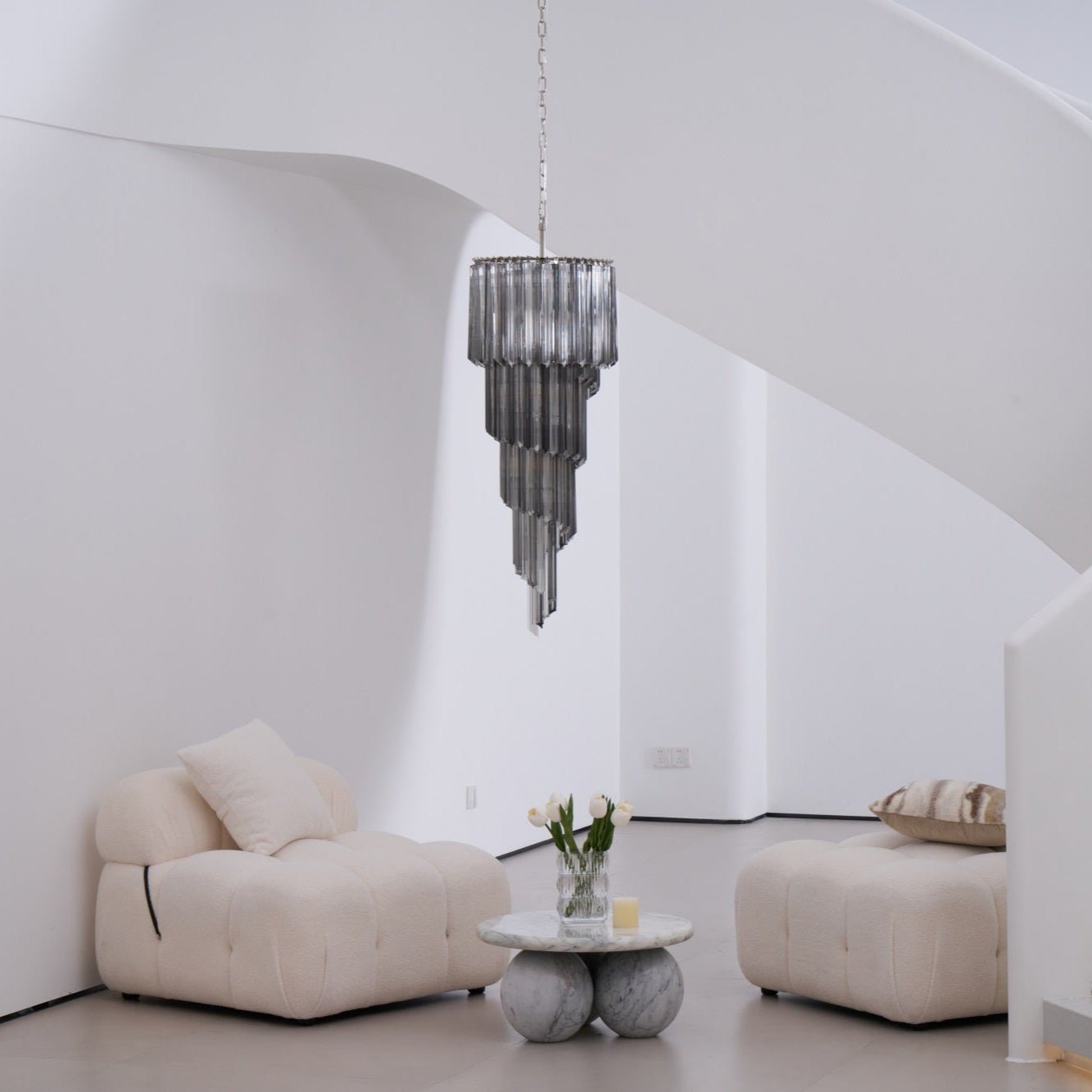 Aurora Chandelier Smoked Glass Spiral - Letslighting