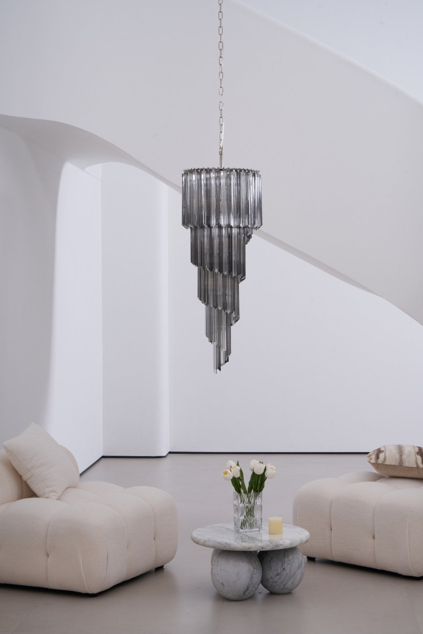 Aurora Chandelier Smoked Glass Spiral - Letslighting