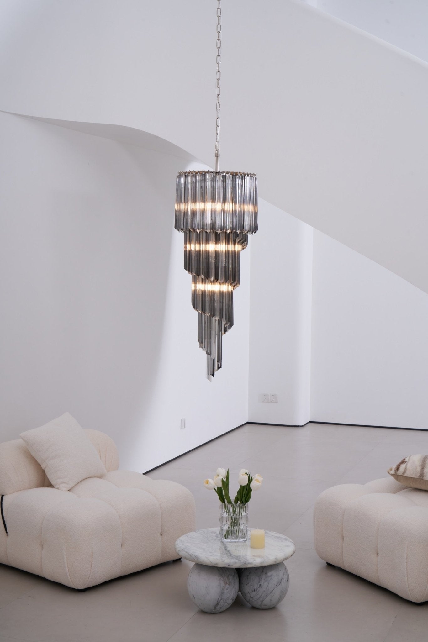 Aurora Chandelier Smoked Glass Spiral - Letslighting