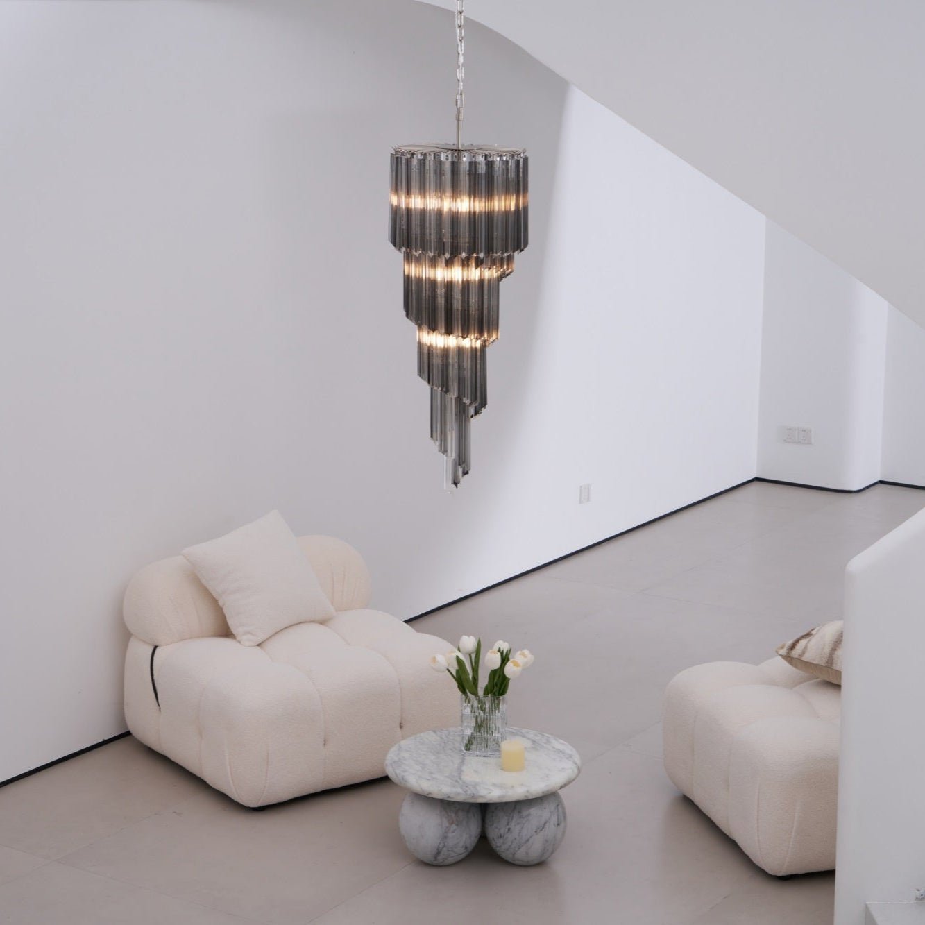 Aurora Chandelier Smoked Glass Spiral - Letslighting