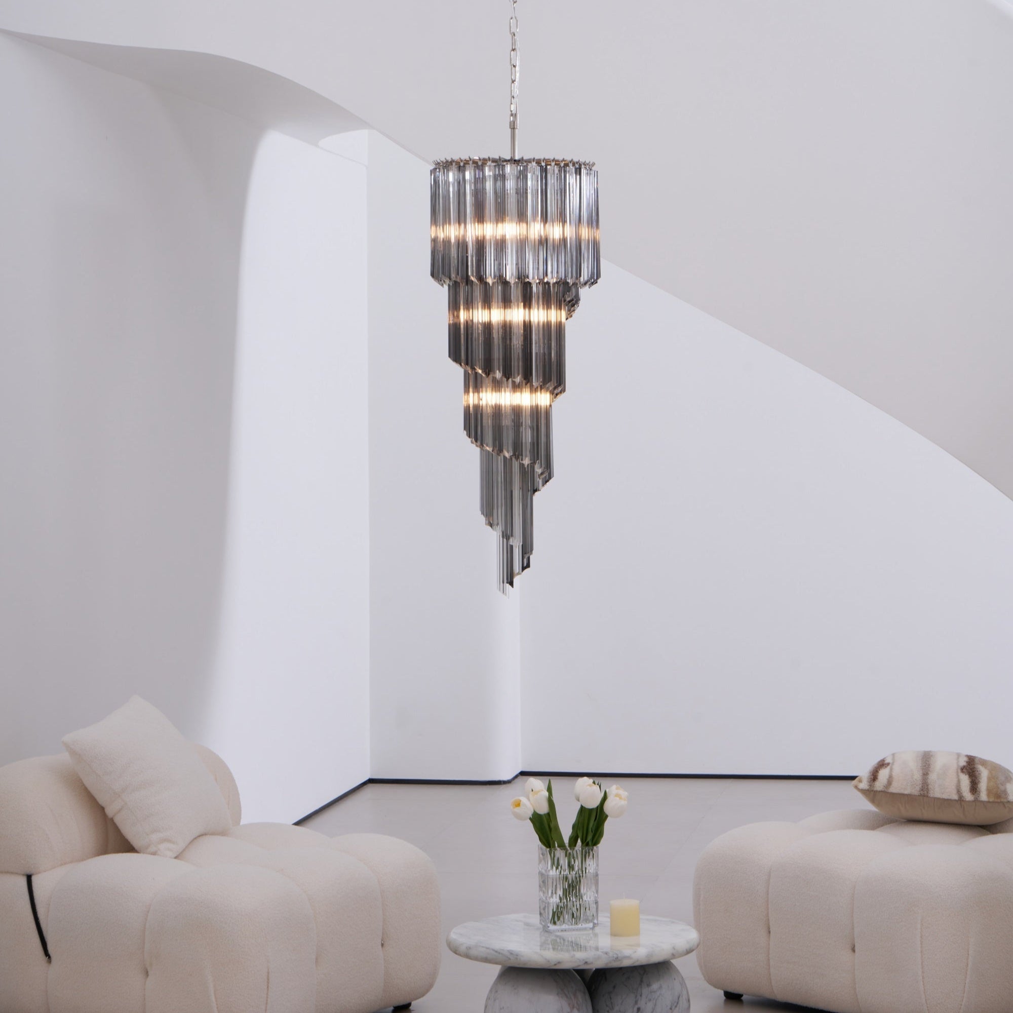 Aurora Chandelier Smoked Glass Spiral - Letslighting