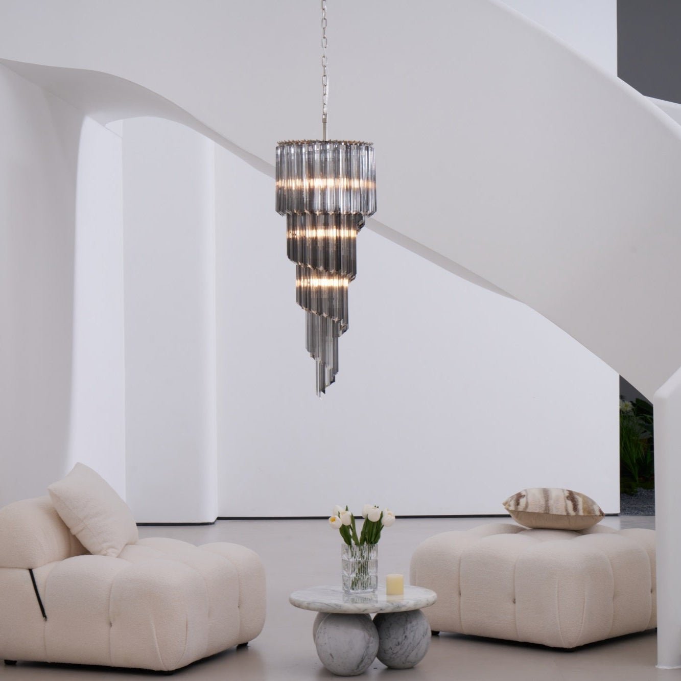 Aurora Chandelier Smoked Glass Spiral - Letslighting