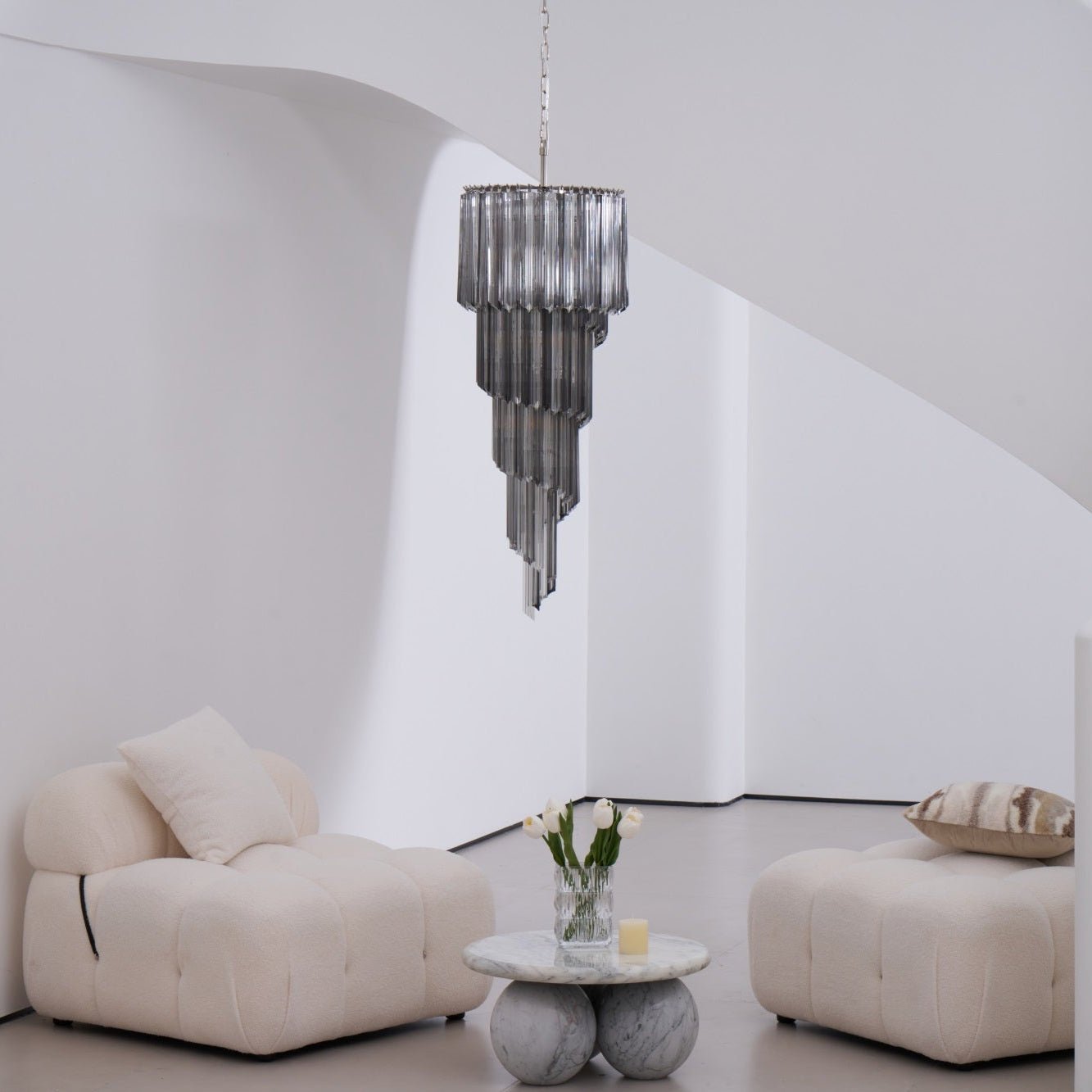 Aurora Chandelier Smoked Glass Spiral - Letslighting