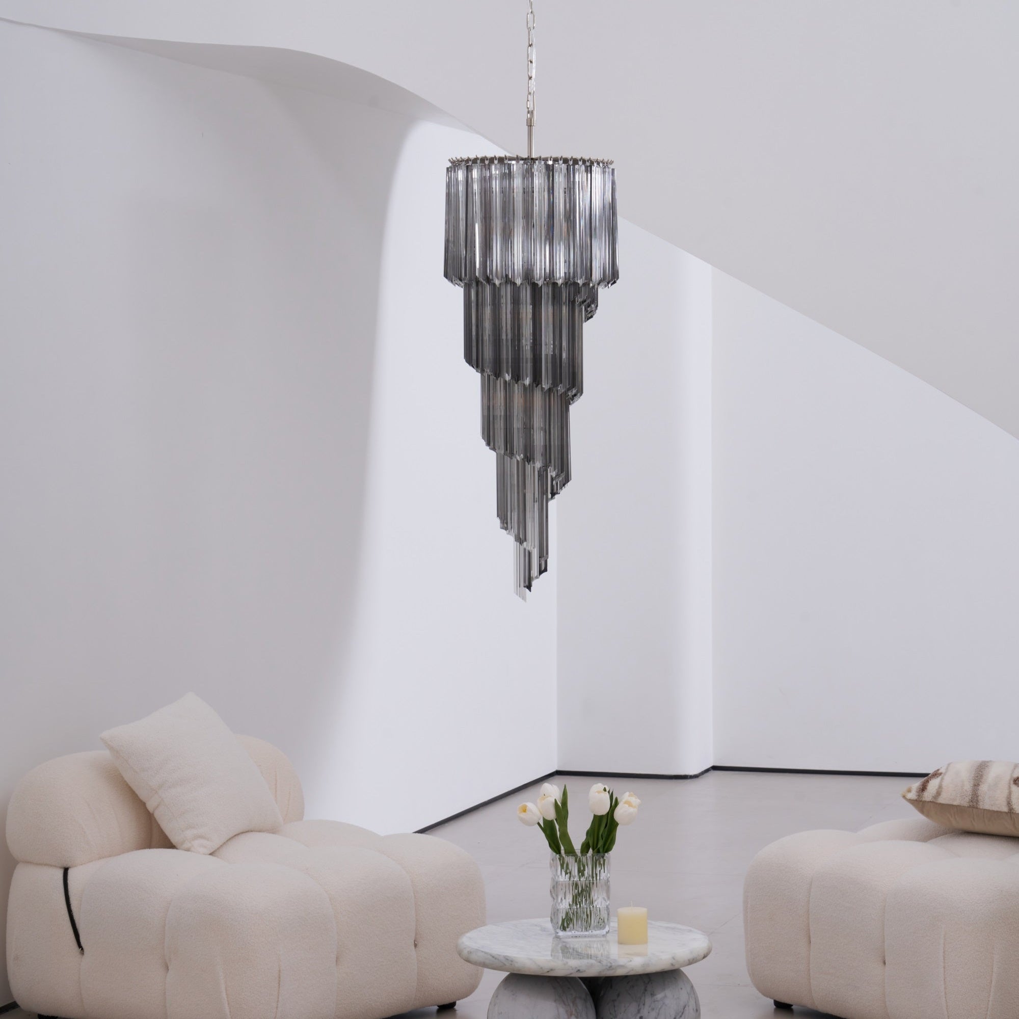 Aurora Chandelier Smoked Glass Spiral - Letslighting