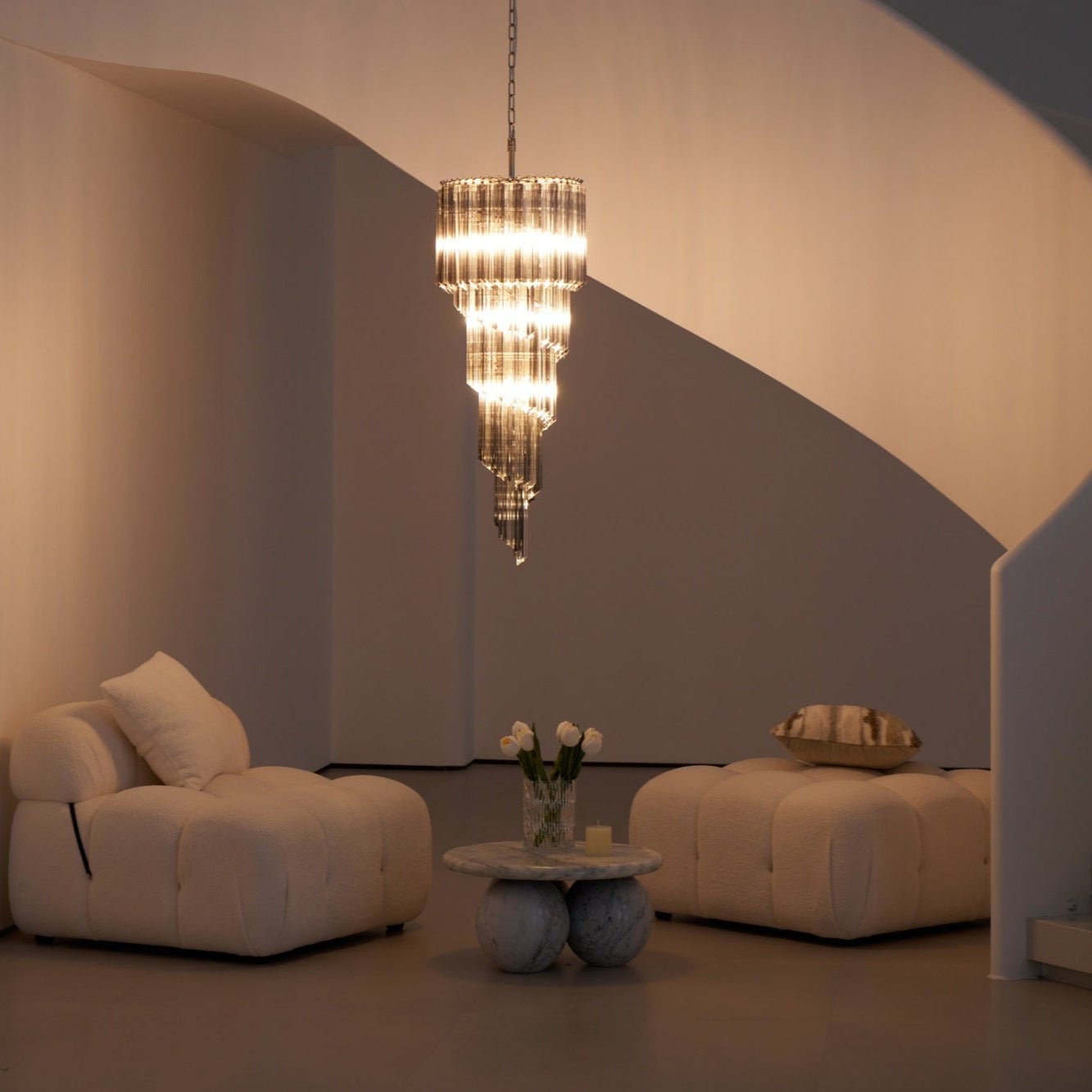 Aurora Chandelier Smoked Glass Spiral - Letslighting