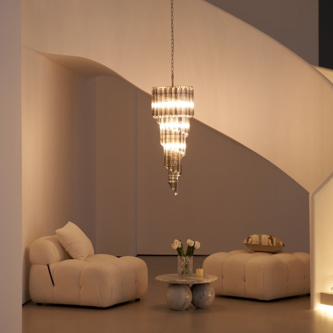 Aurora Chandelier Smoked Glass Spiral - Letslighting
