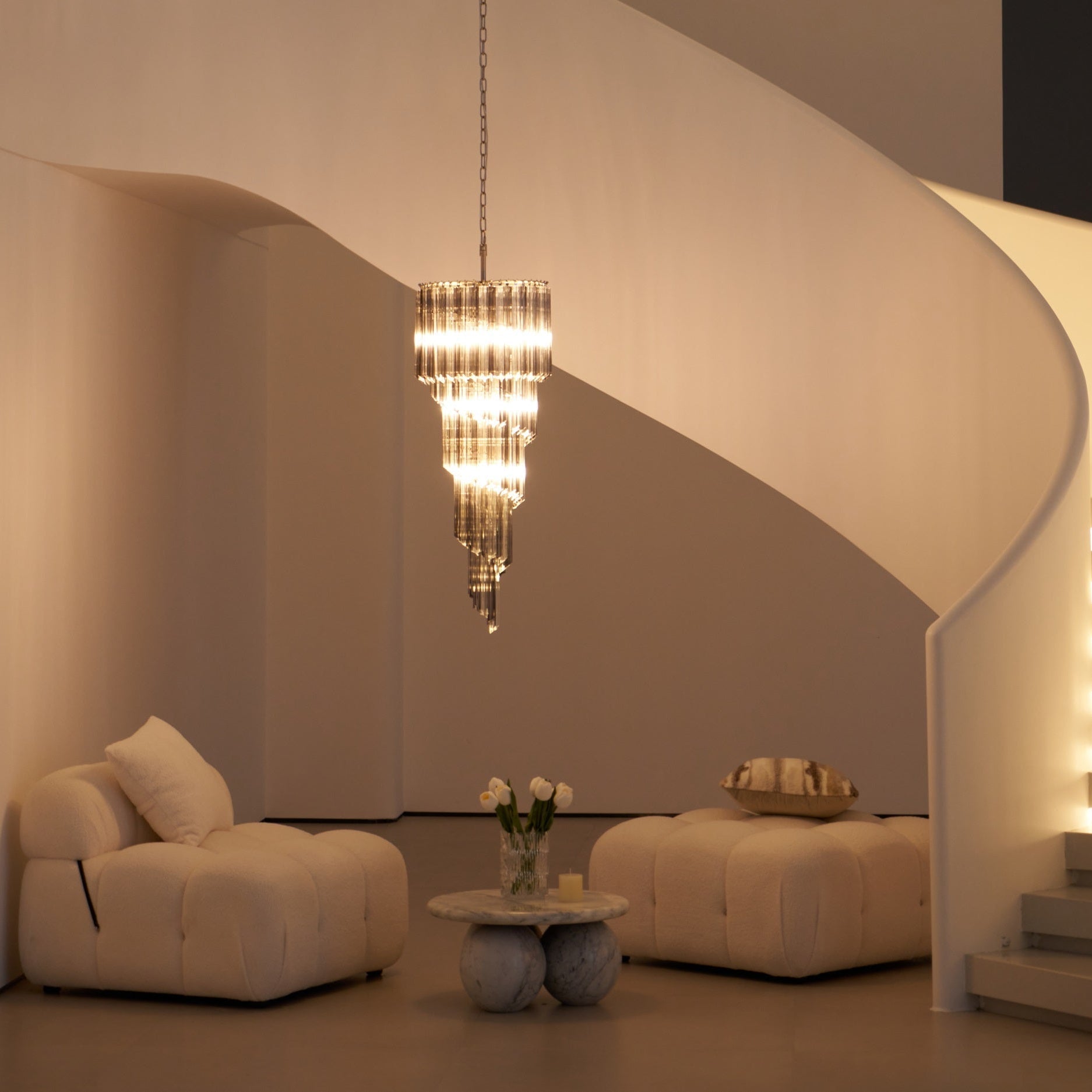 Aurora Chandelier Smoked Glass Spiral - Letslighting