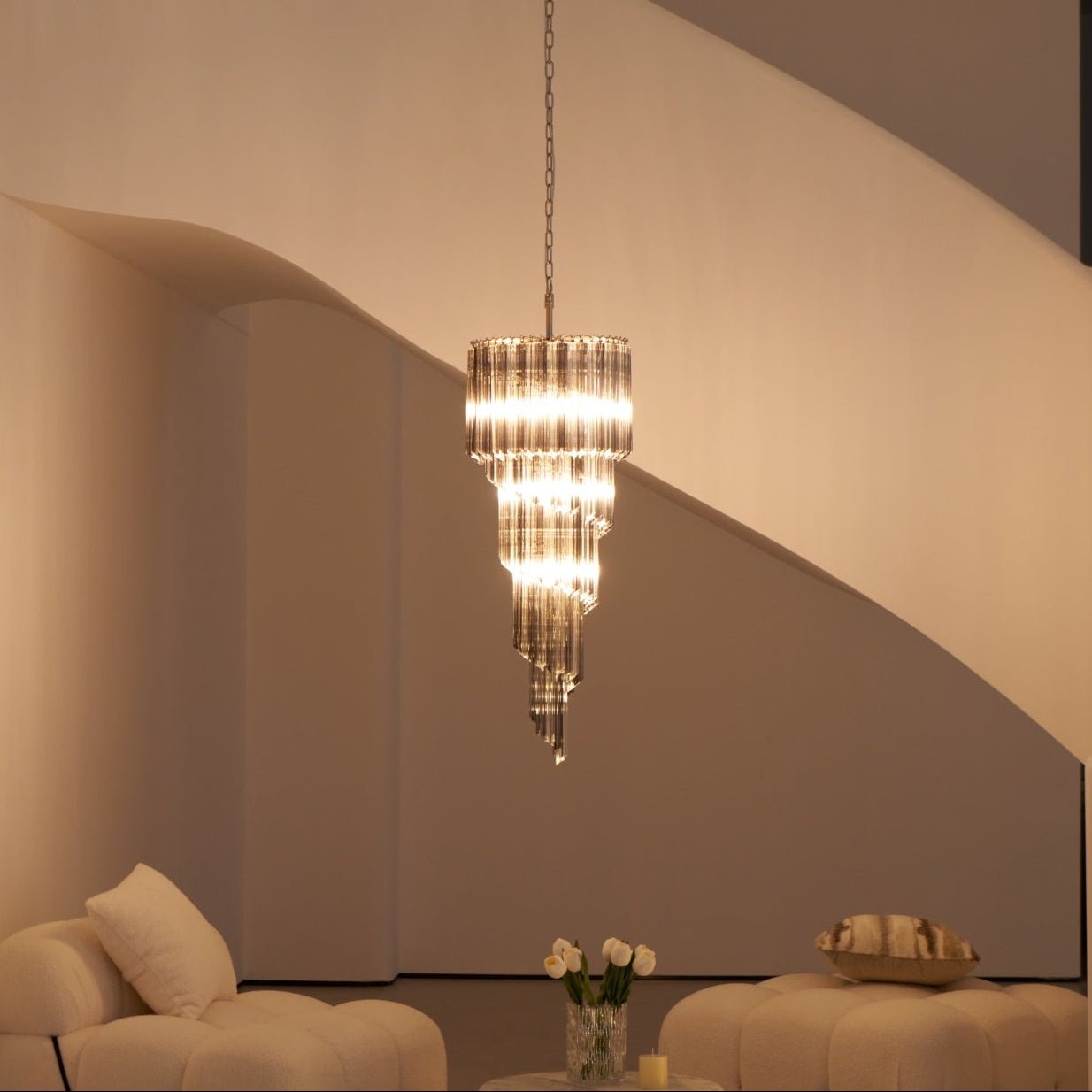 Aurora Chandelier Smoked Glass Spiral - Letslighting