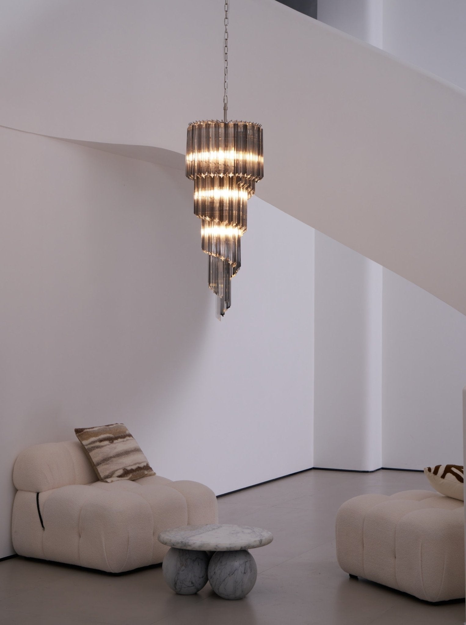 Aurora Chandelier Smoked Glass Spiral - Letslighting