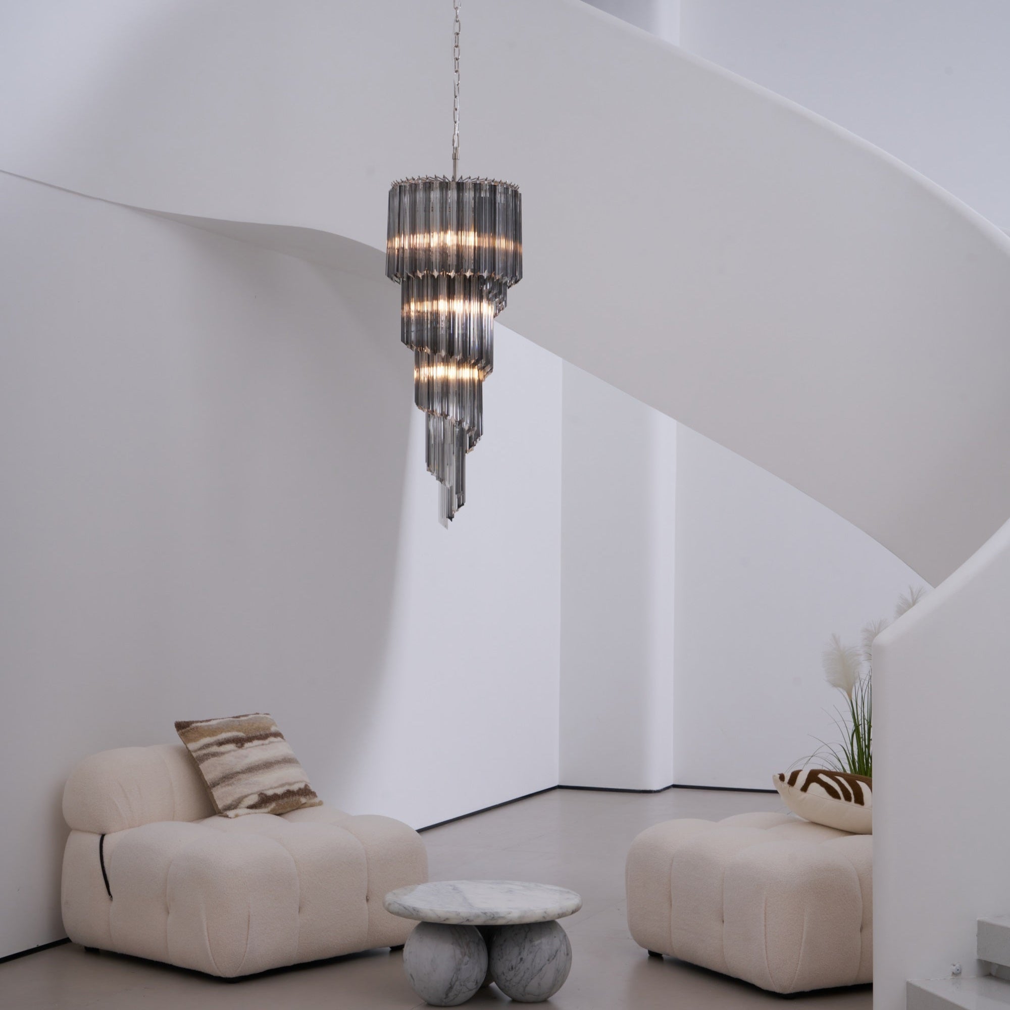 Aurora Chandelier Smoked Glass Spiral - Letslighting