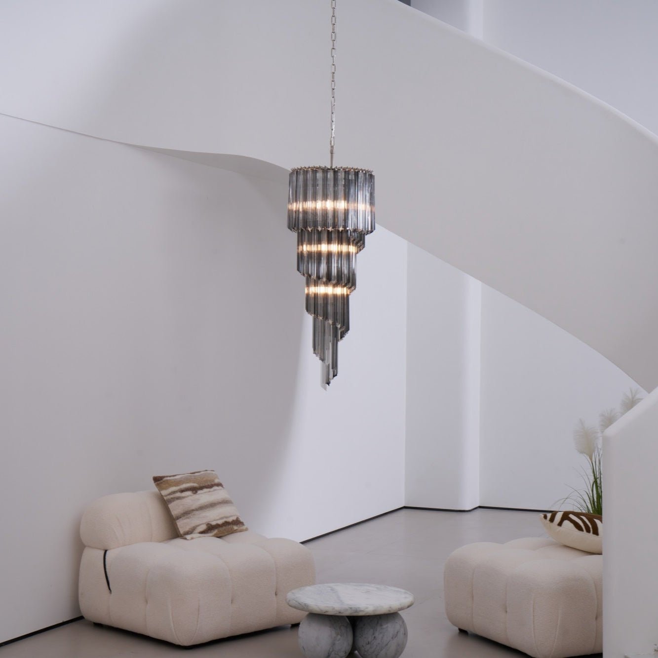 Aurora Chandelier Smoked Glass Spiral - Letslighting
