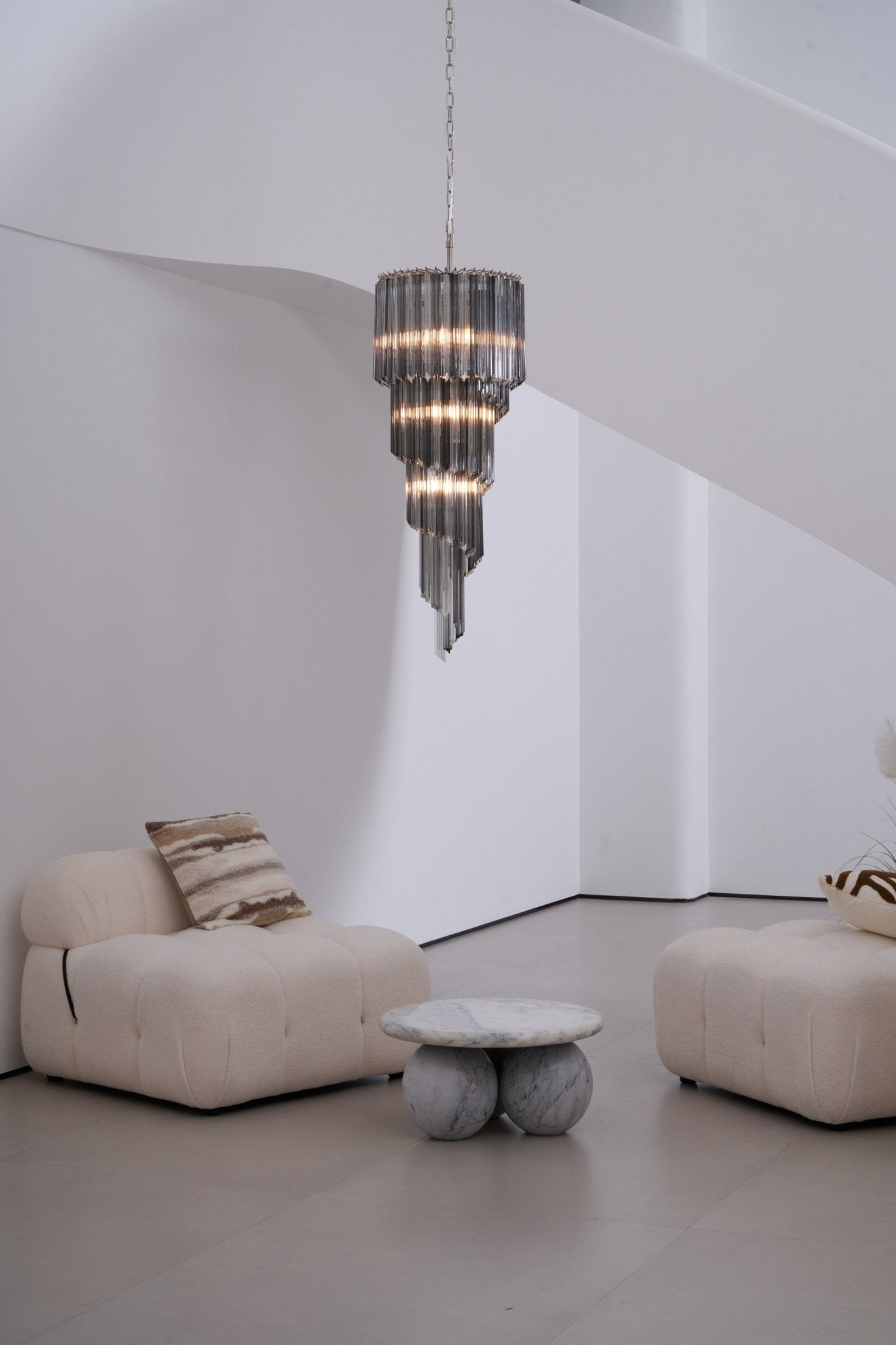Aurora Chandelier Smoked Glass Spiral - Letslighting