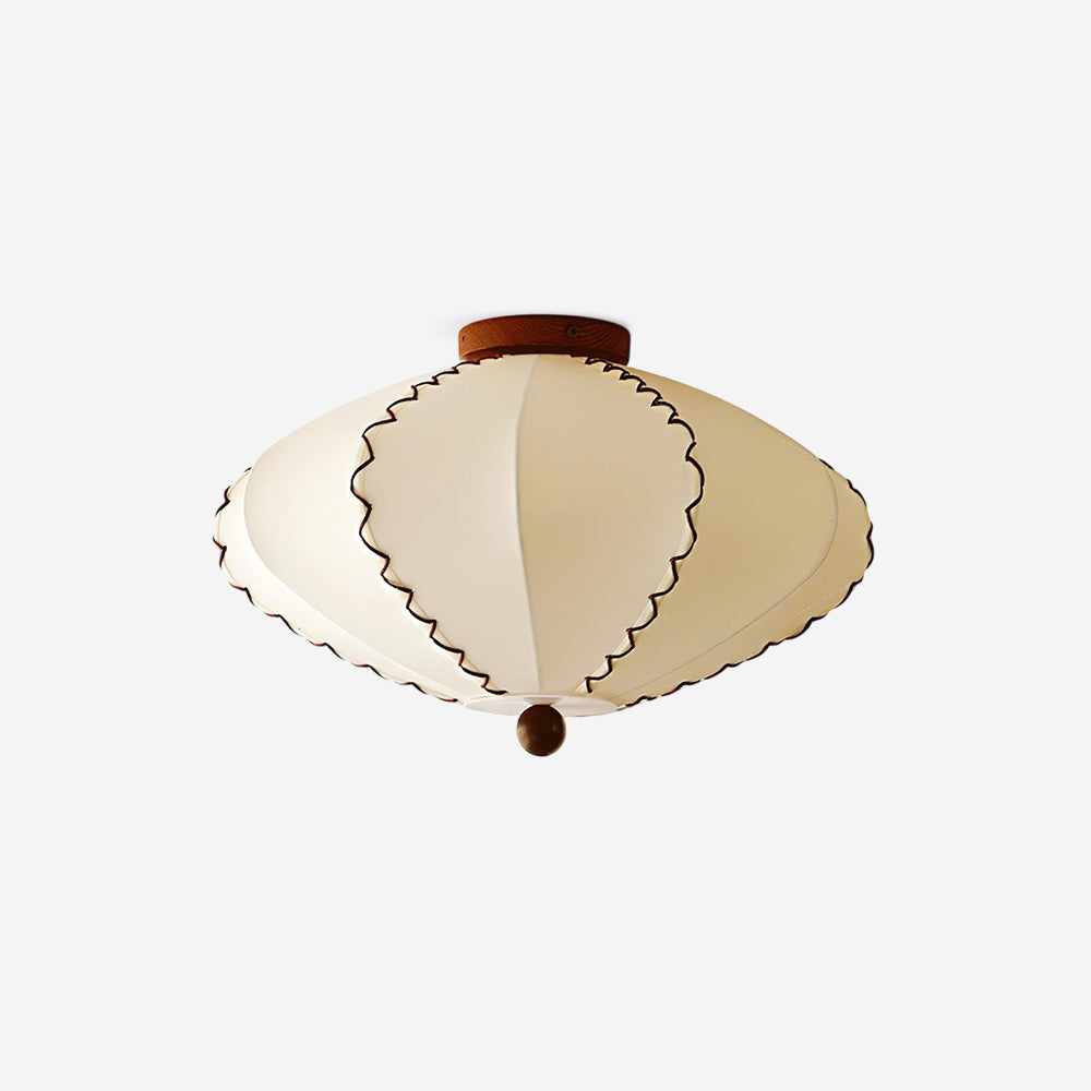 Twirlen Plafonnier en tissu beige avec accents en bois de noyer Artistique - Neutralighting