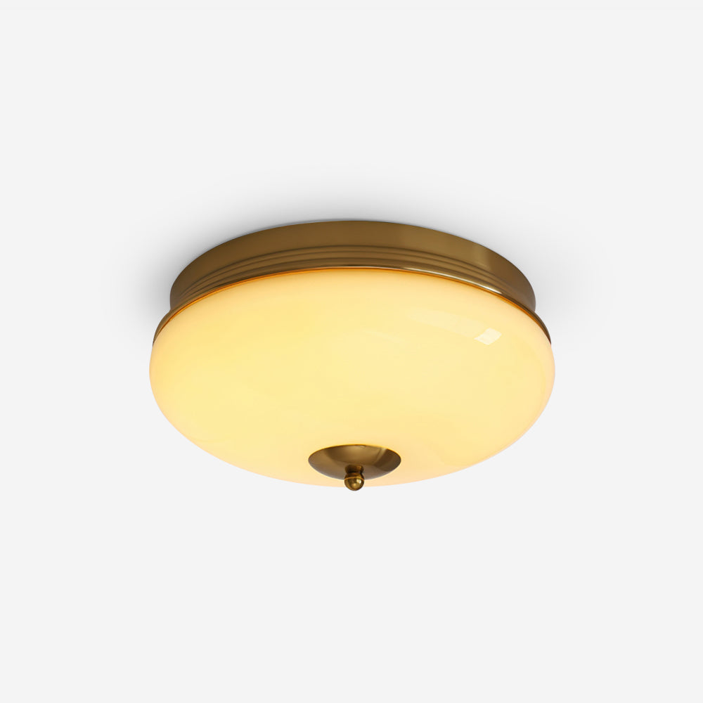 Ludo Plafonnier Noir et or, Abat-jour Rond Laiteux - Neutralighting