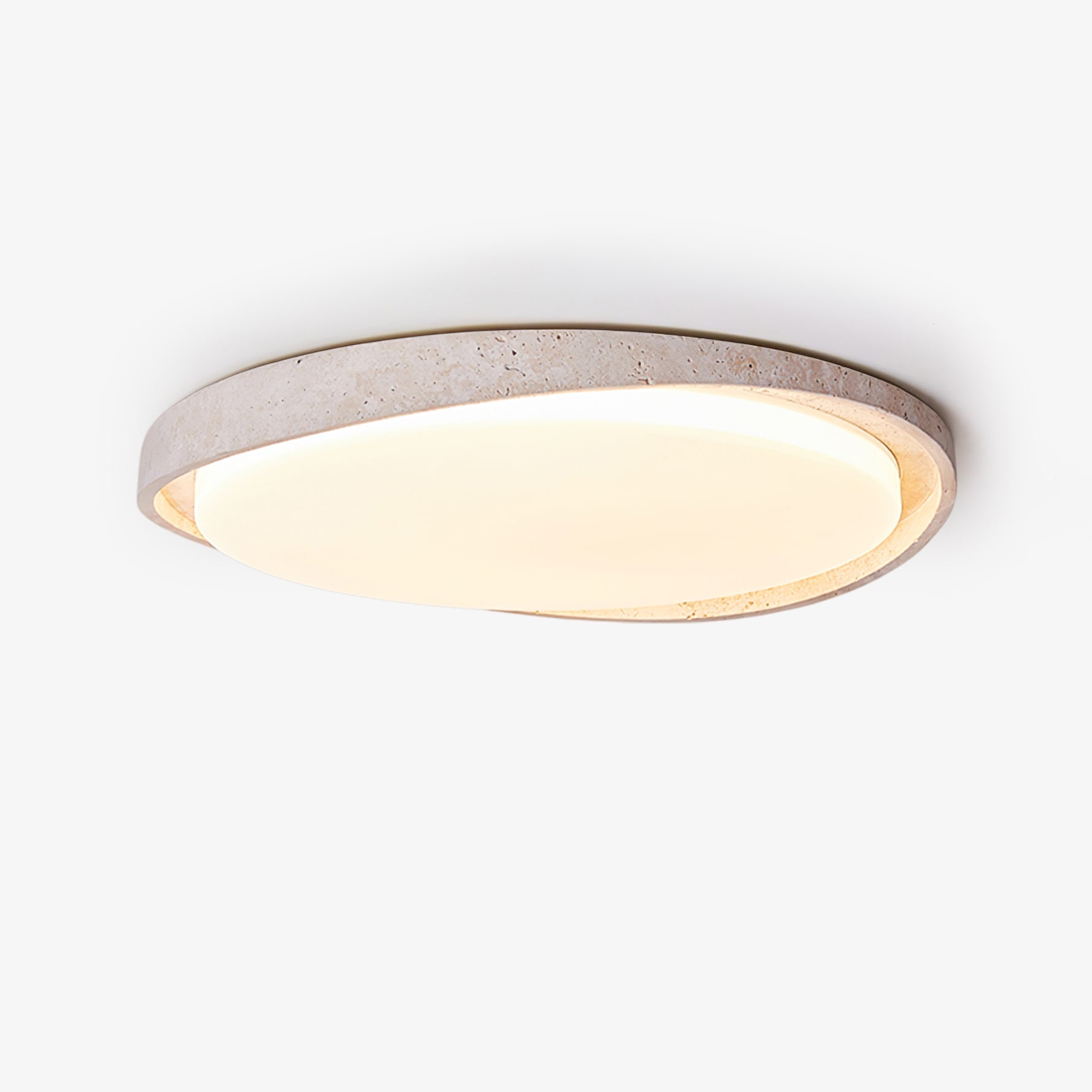 Vanoren Lampe Plafonnier à Cadre Ovale en Travertin - Neutralighting