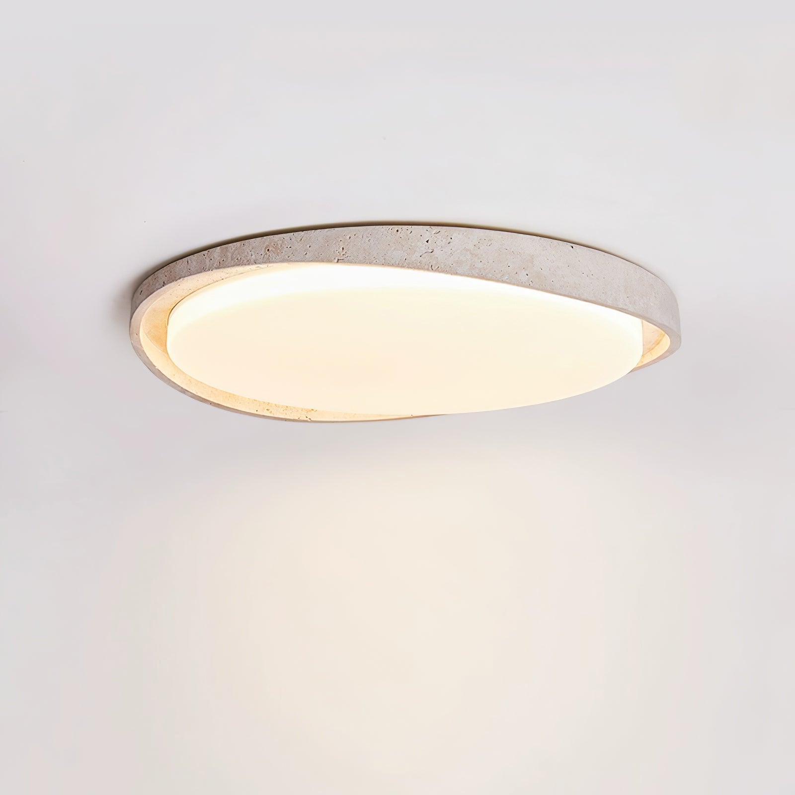 Vanoren Lampe Plafonnier à Cadre Ovale en Travertin - Neutralighting