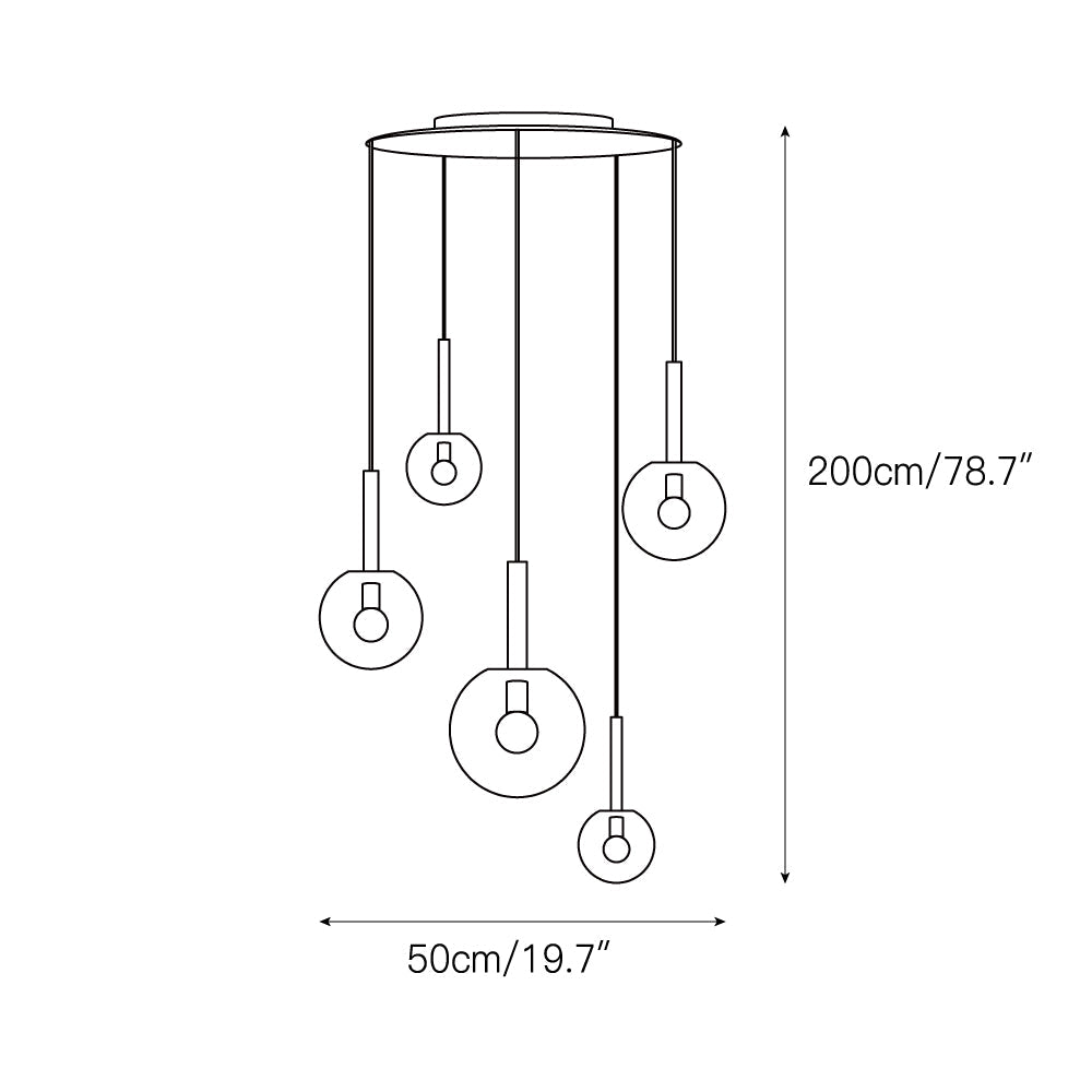 Vetheel Suspension Métal Verre Nuage Traditionnel - Neutralighting