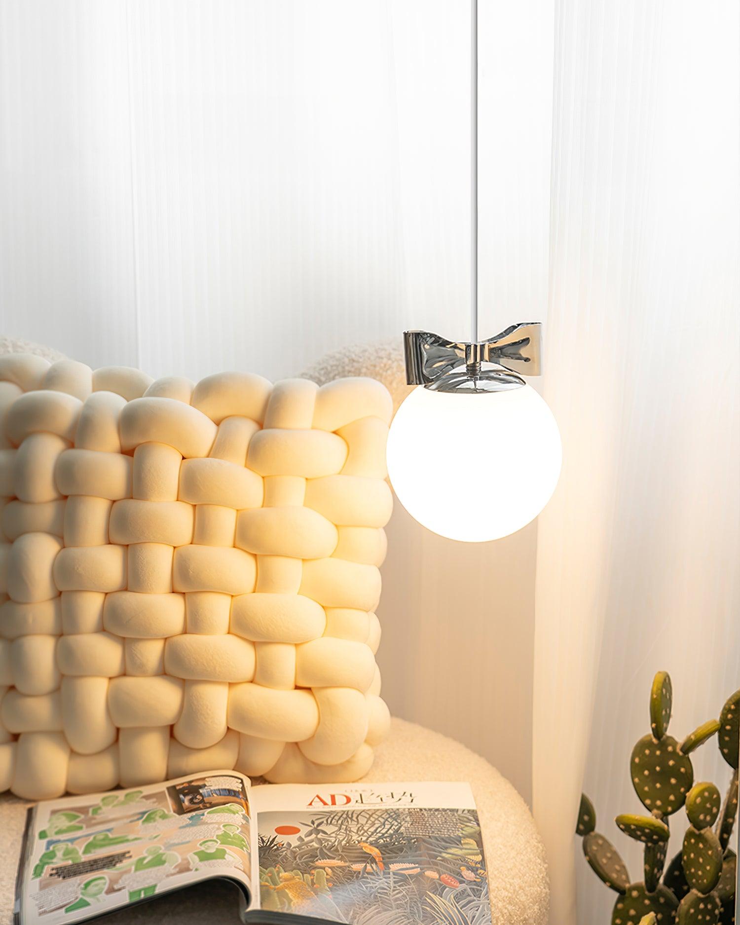 Luna Pendant Lamp Glass Globe Chrome Accent Minimalist - Letslighting