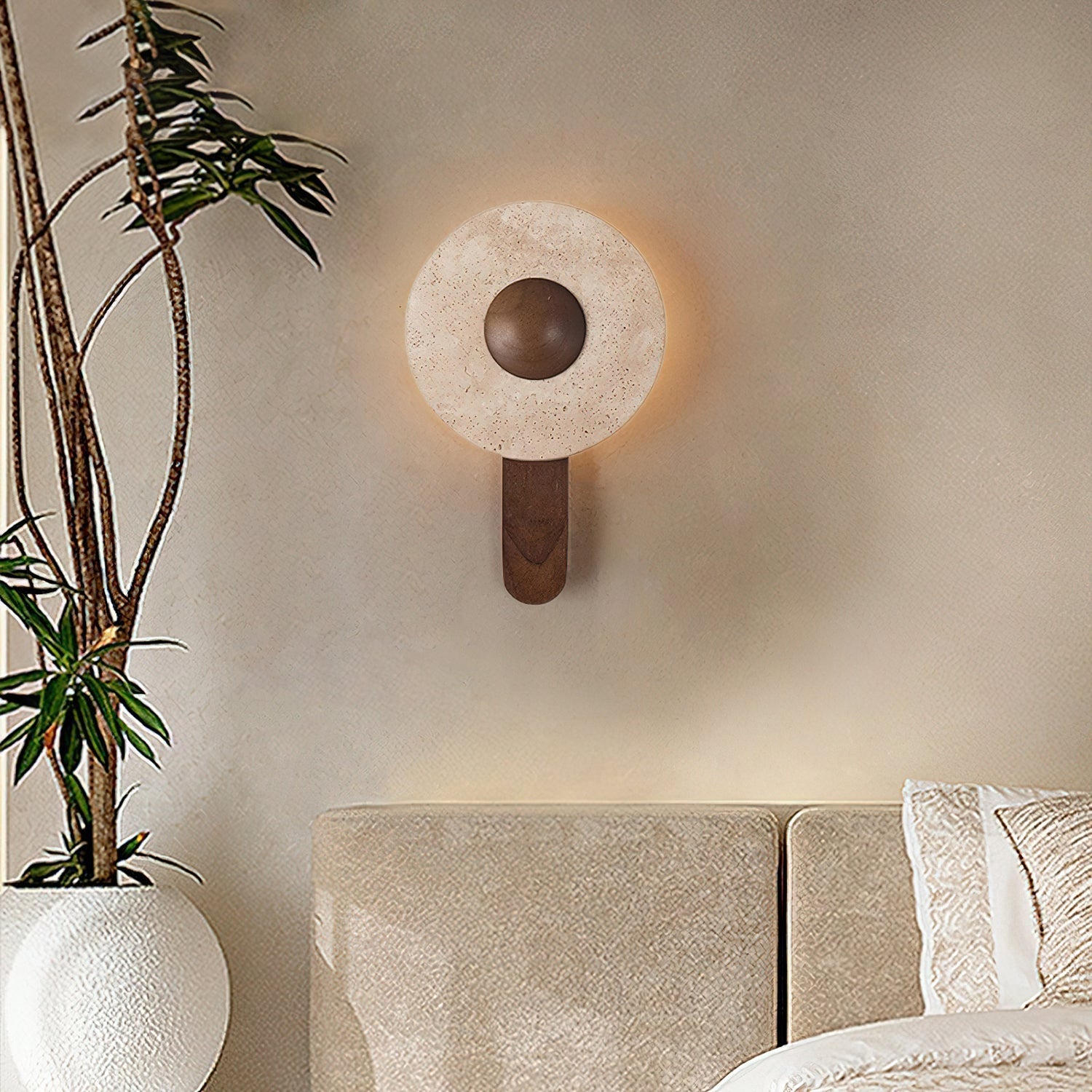 Nymarora Applique Murale Circulaire en Travertin - Neutralighting