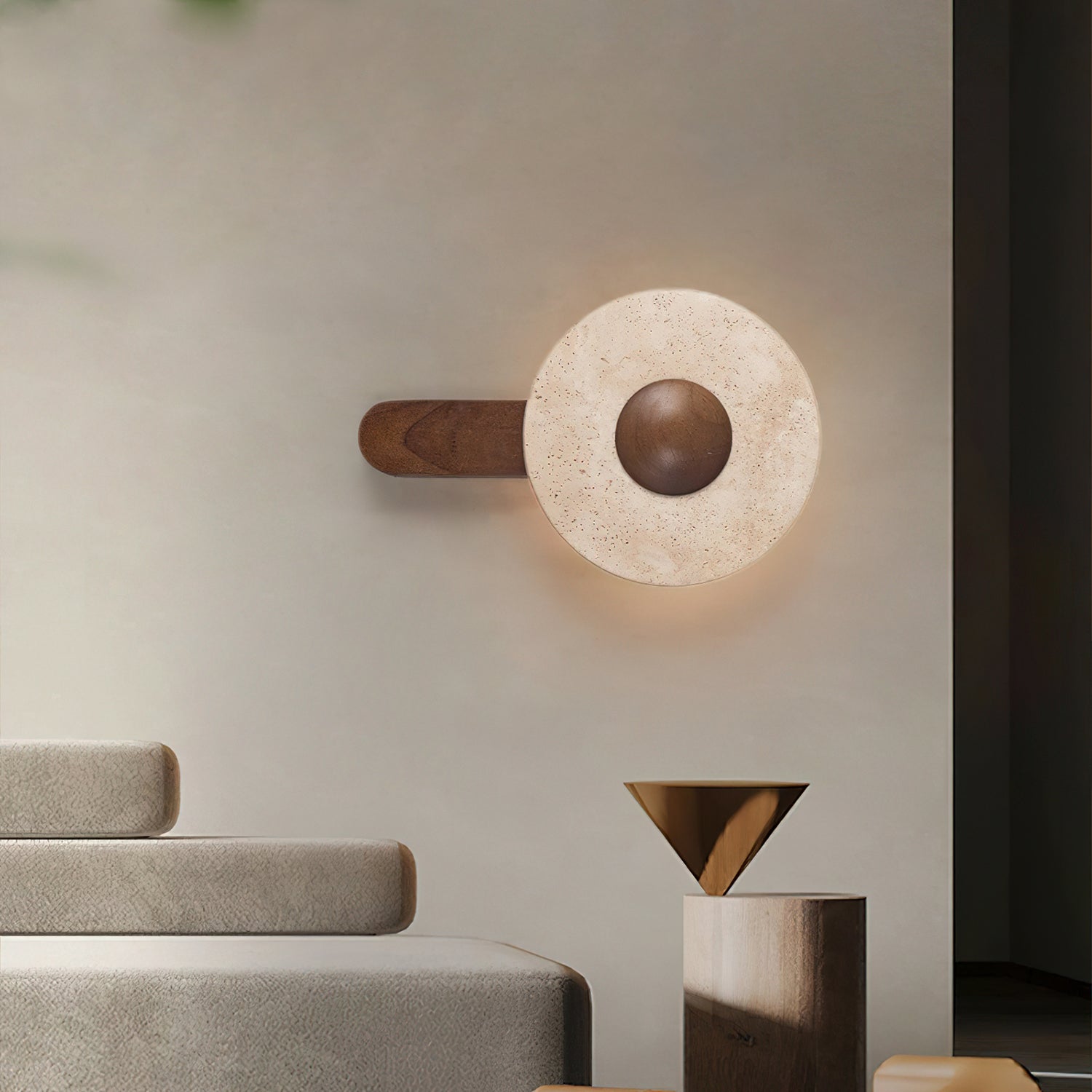 Nymarora Applique Murale Circulaire en Travertin - Neutralighting
