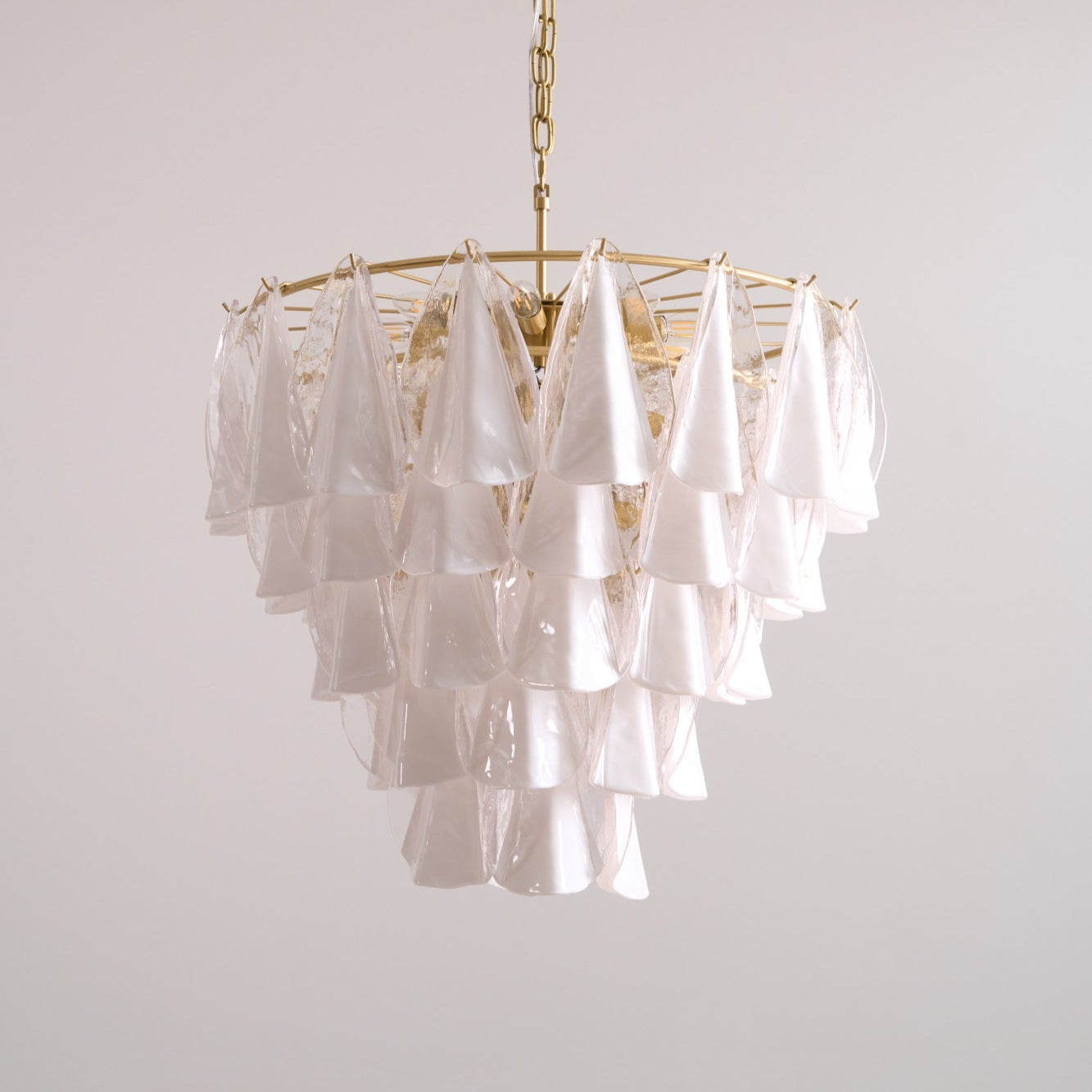 Aurora Chandelier White Leaf Glass Layered Modern - Letslighting