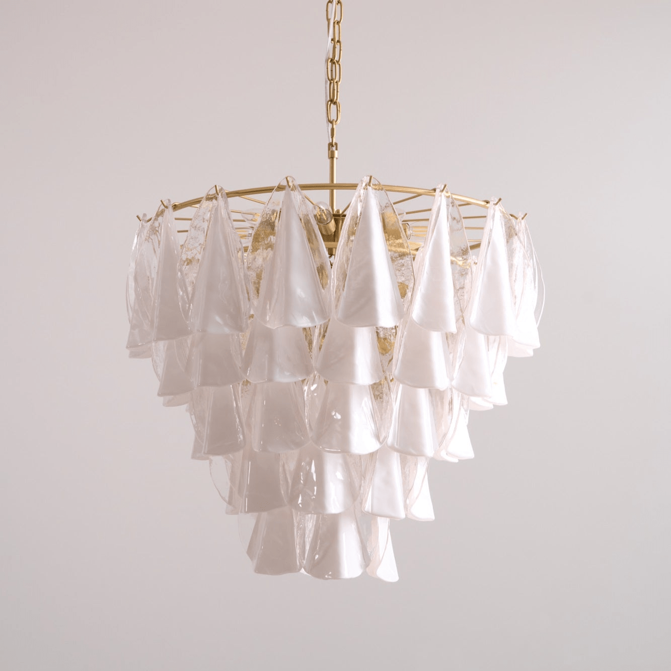 Aurora Chandelier White Leaf Glass Layered Modern - Letslighting