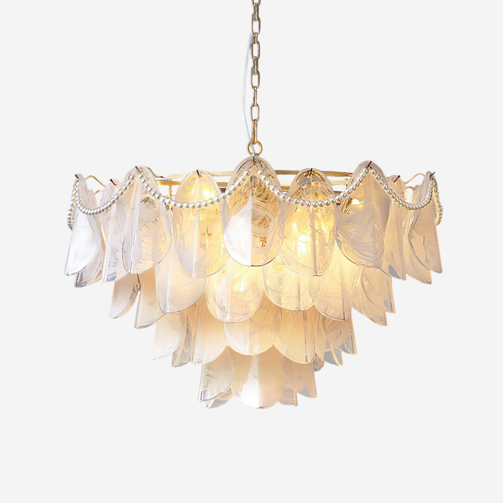 Lunaria Lustre Pétales en Verre avec Perles - Neutralighting