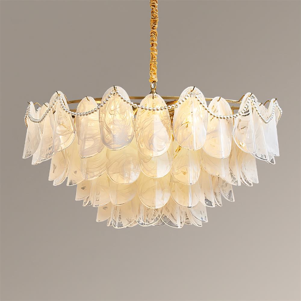 Lunaria Lustre Pétales en Verre avec Perles - Neutralighting