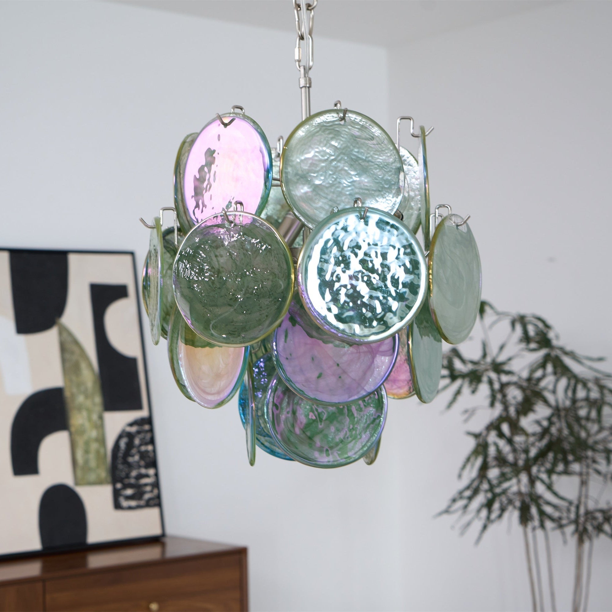 Aurora Chandelier Multicolor Murano Disc Layered Artistic - Letslighting