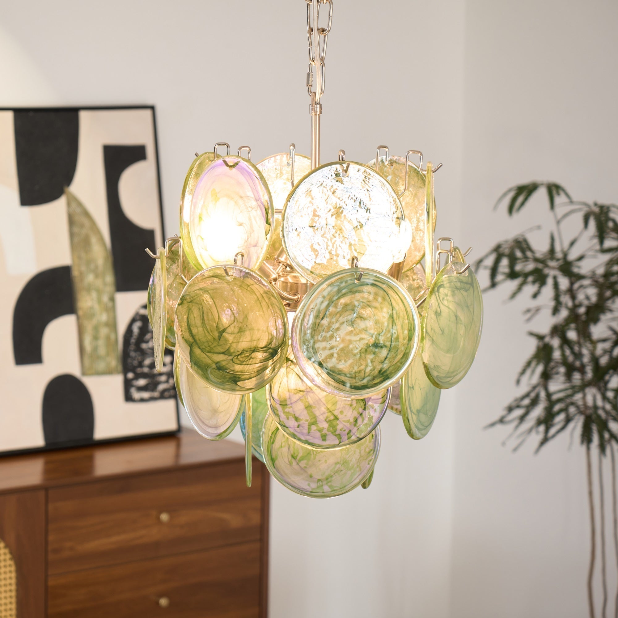 Aurora Chandelier Multicolor Murano Disc Layered Artistic - Letslighting