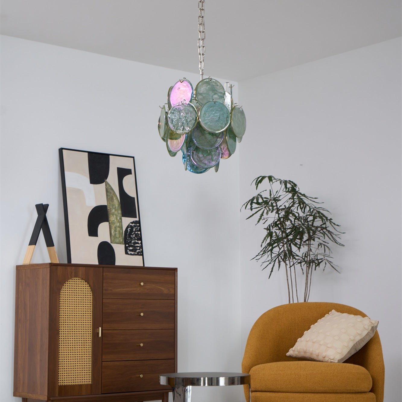 Aurora Chandelier Multicolor Murano Disc Layered Artistic - Letslighting