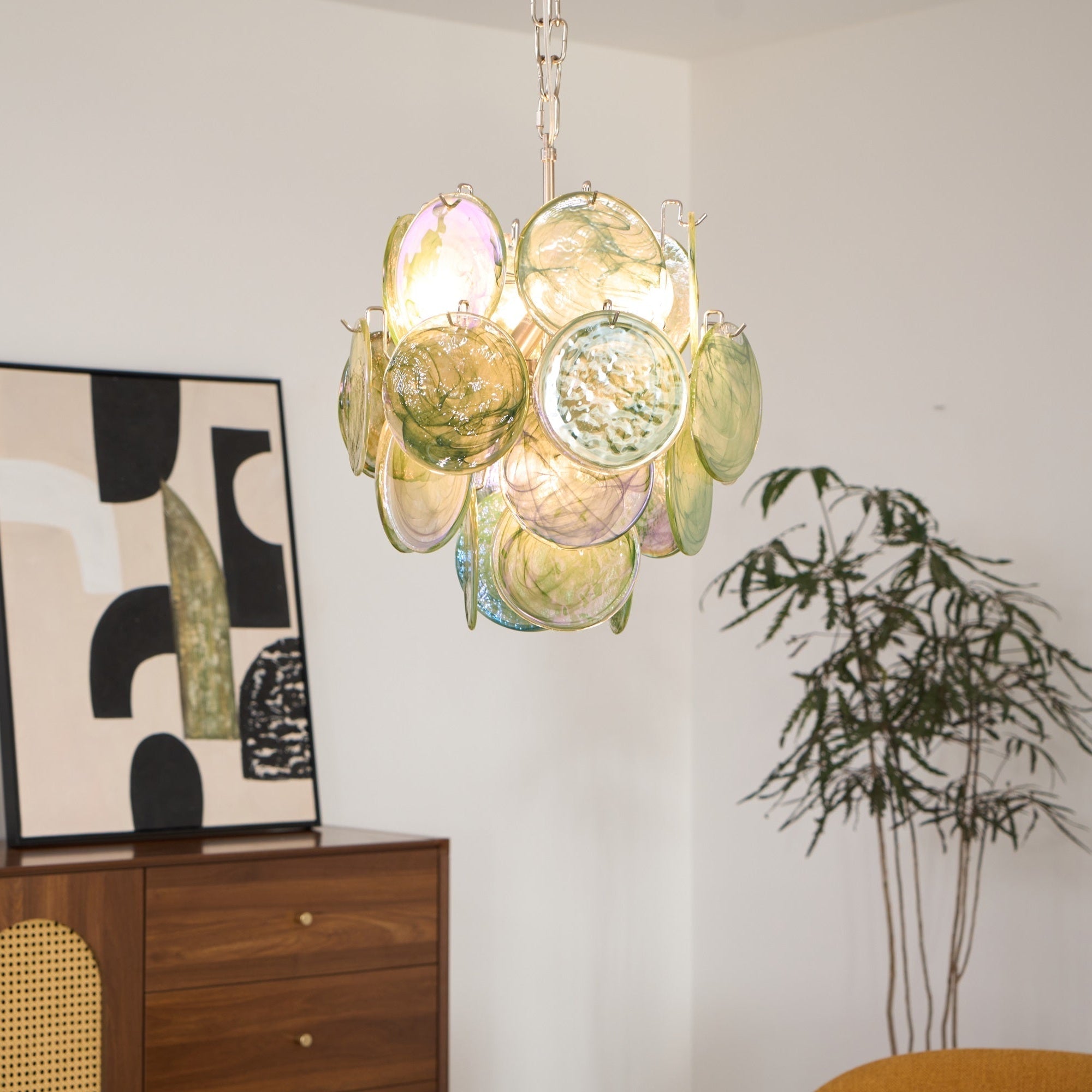Aurora Chandelier Multicolor Murano Disc Layered Artistic - Letslighting