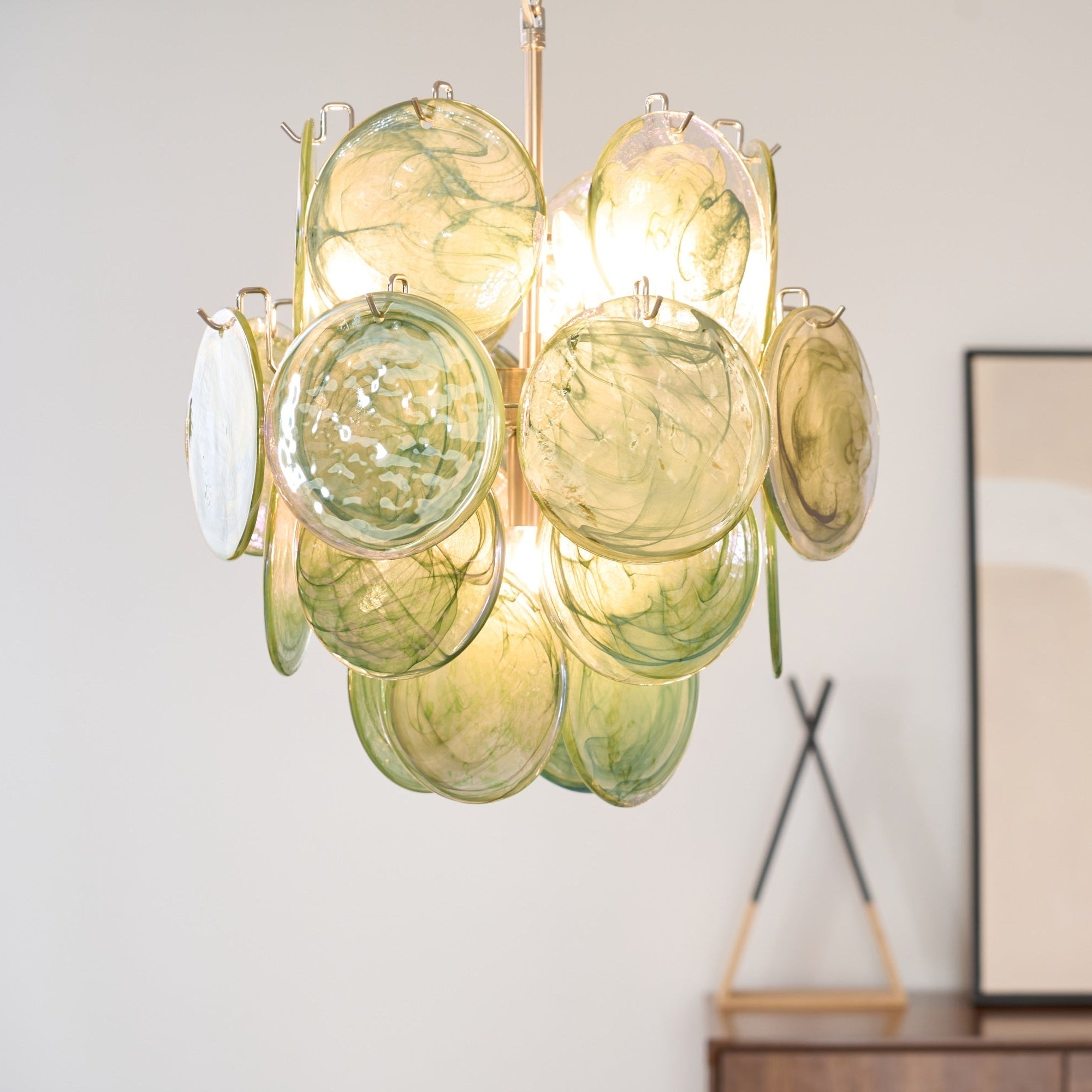Aurora Chandelier Multicolor Murano Disc Layered Artistic - Letslighting