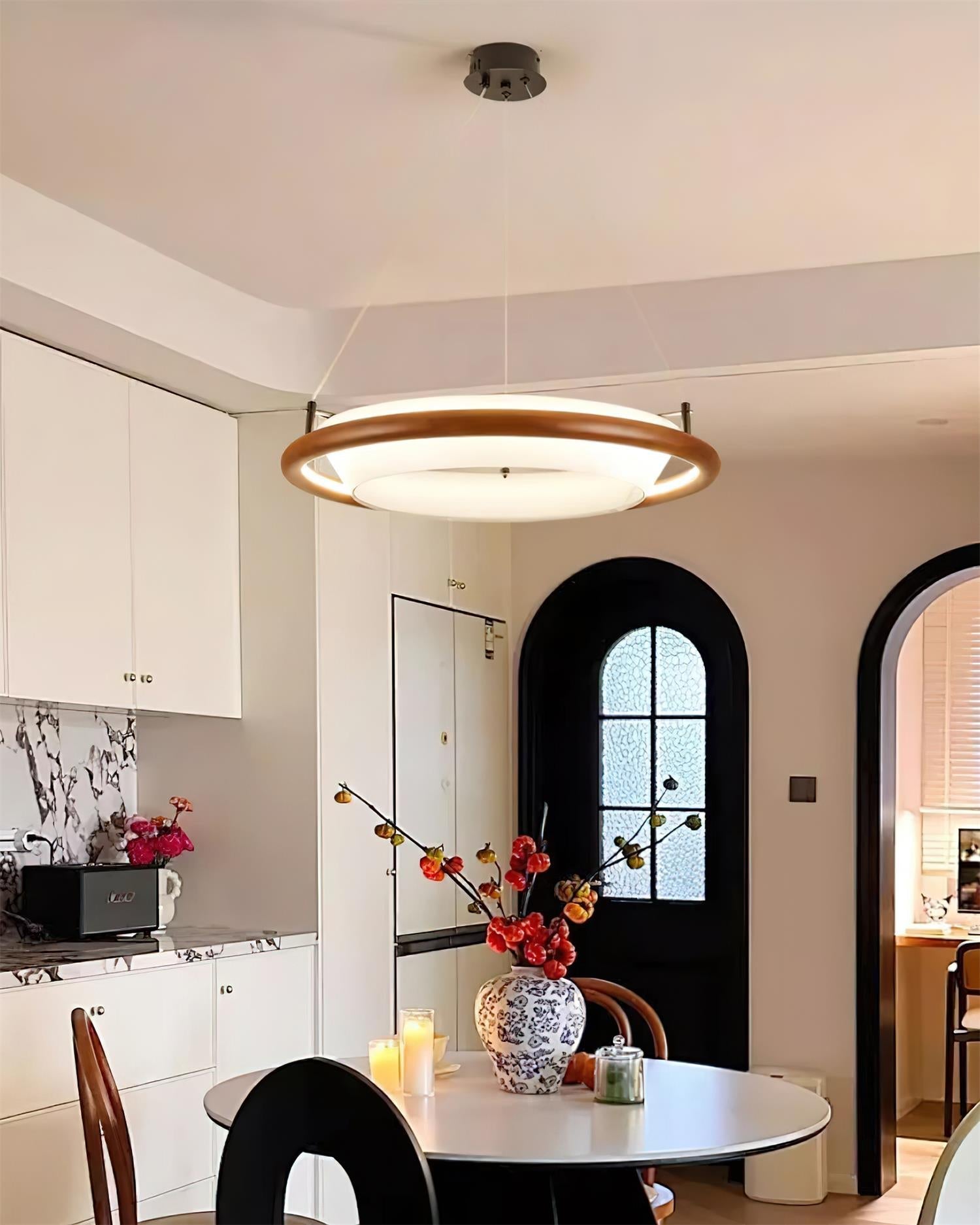 Breno Chandelier Wood Ring Minimalist - Letslighting