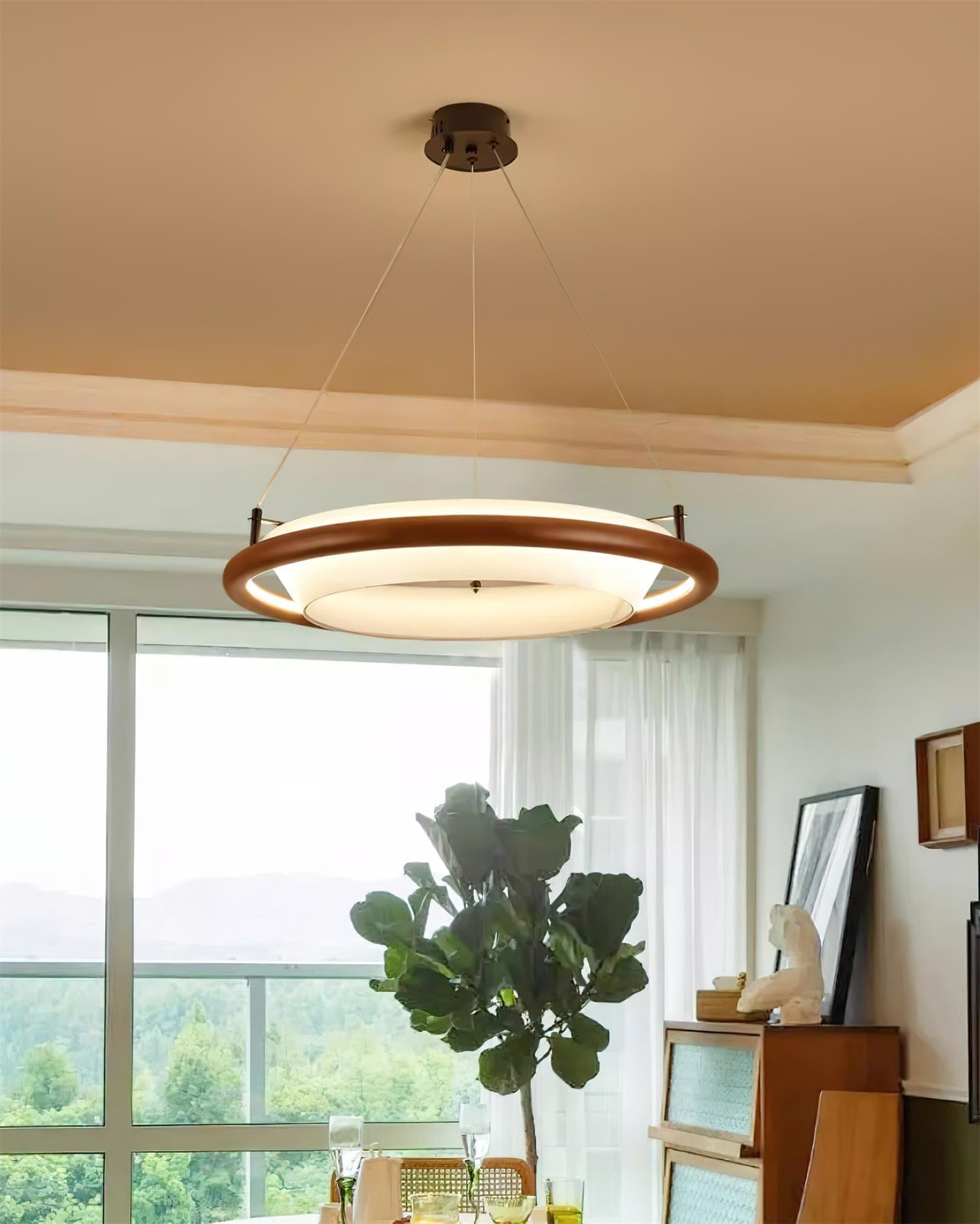 Breno Chandelier Wood Ring Minimalist - Letslighting