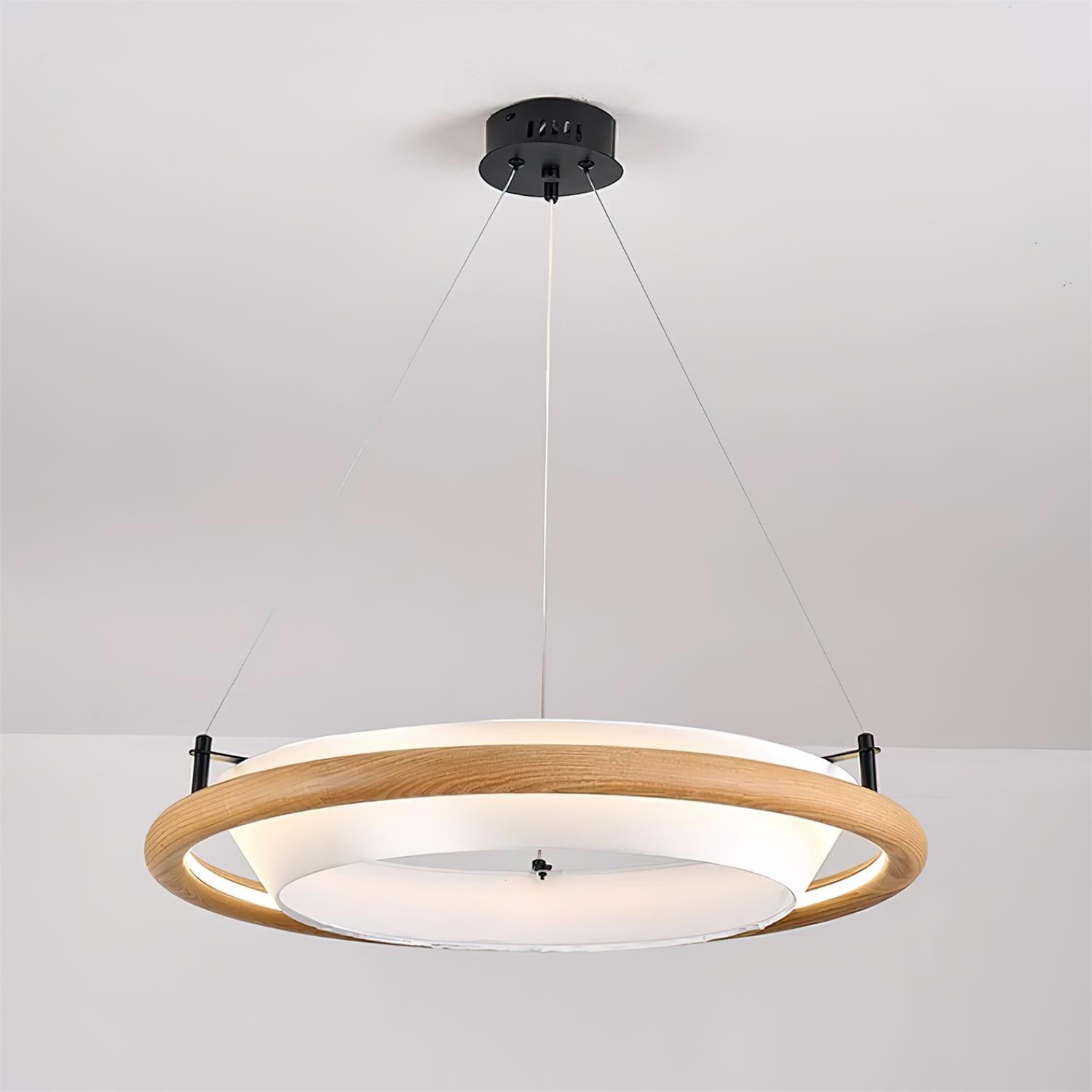 Breno Chandelier Wood Ring Minimalist - Letslighting