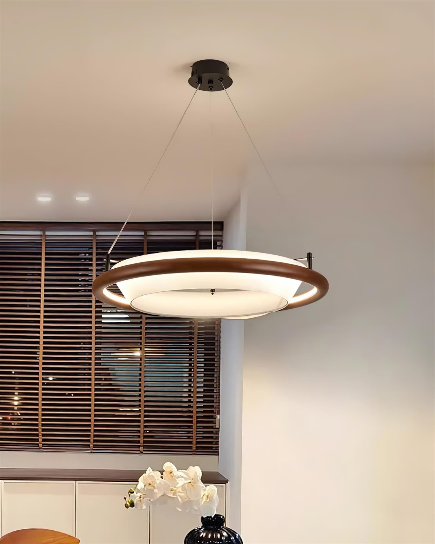 Breno Chandelier Wood Ring Minimalist - Letslighting
