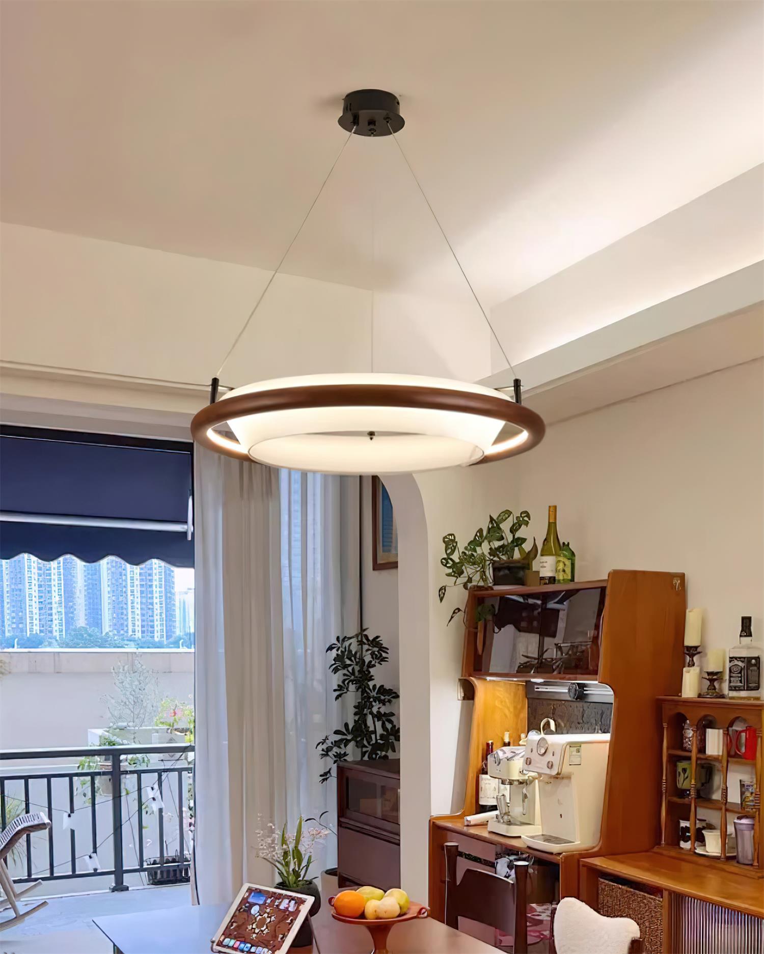 Breno Chandelier Wood Ring Minimalist - Letslighting