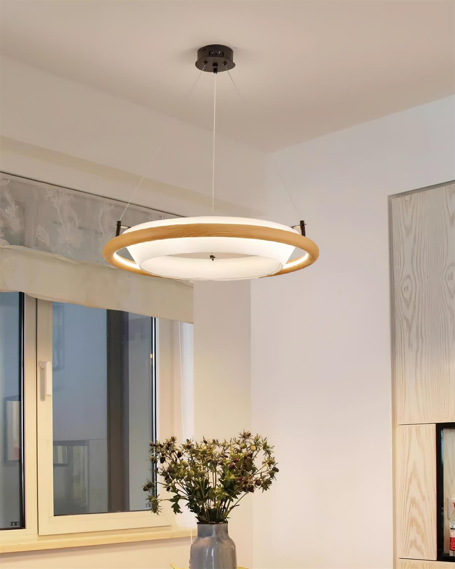 Breno Chandelier Wood Ring Minimalist - Letslighting