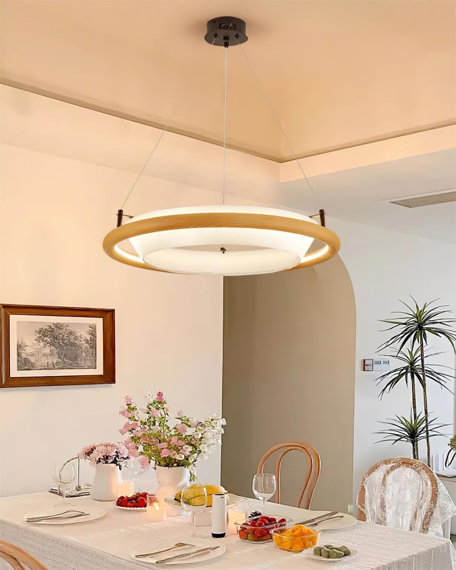 Breno Chandelier Wood Ring Minimalist - Letslighting