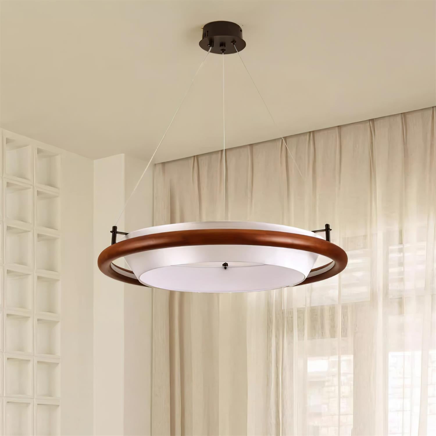 Breno Chandelier Wood Ring Minimalist - Letslighting