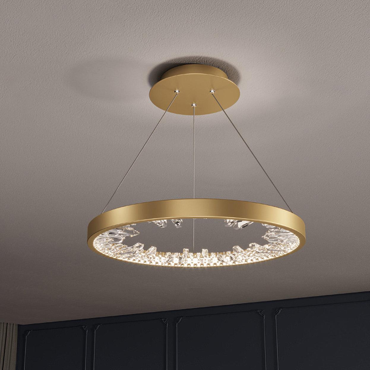 Lustra Chandelier Cercle Cristal Anneau Doré Élégant - Neutralighting