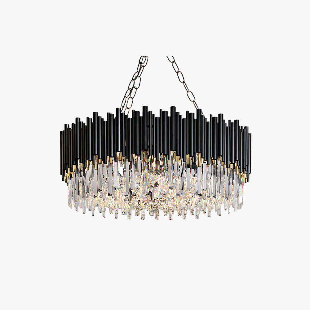 Kristy Suspension LED Industrielle Noir Cylindrique En Verre/Métal Salon