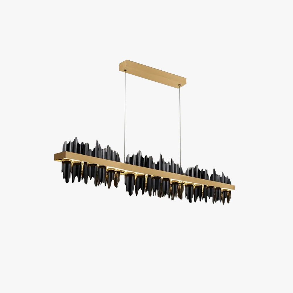 Kristy Lustre LED Rectangles Verre/Métal Noire Or Salon