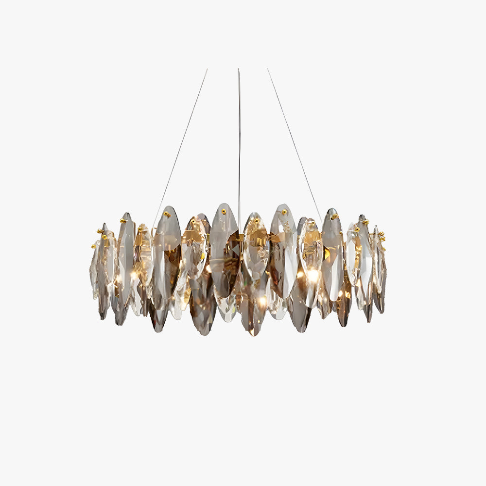 Kristy Design LED Lustre Verre/Métal Cristaux Dorés Salon/Chambre à Coucher