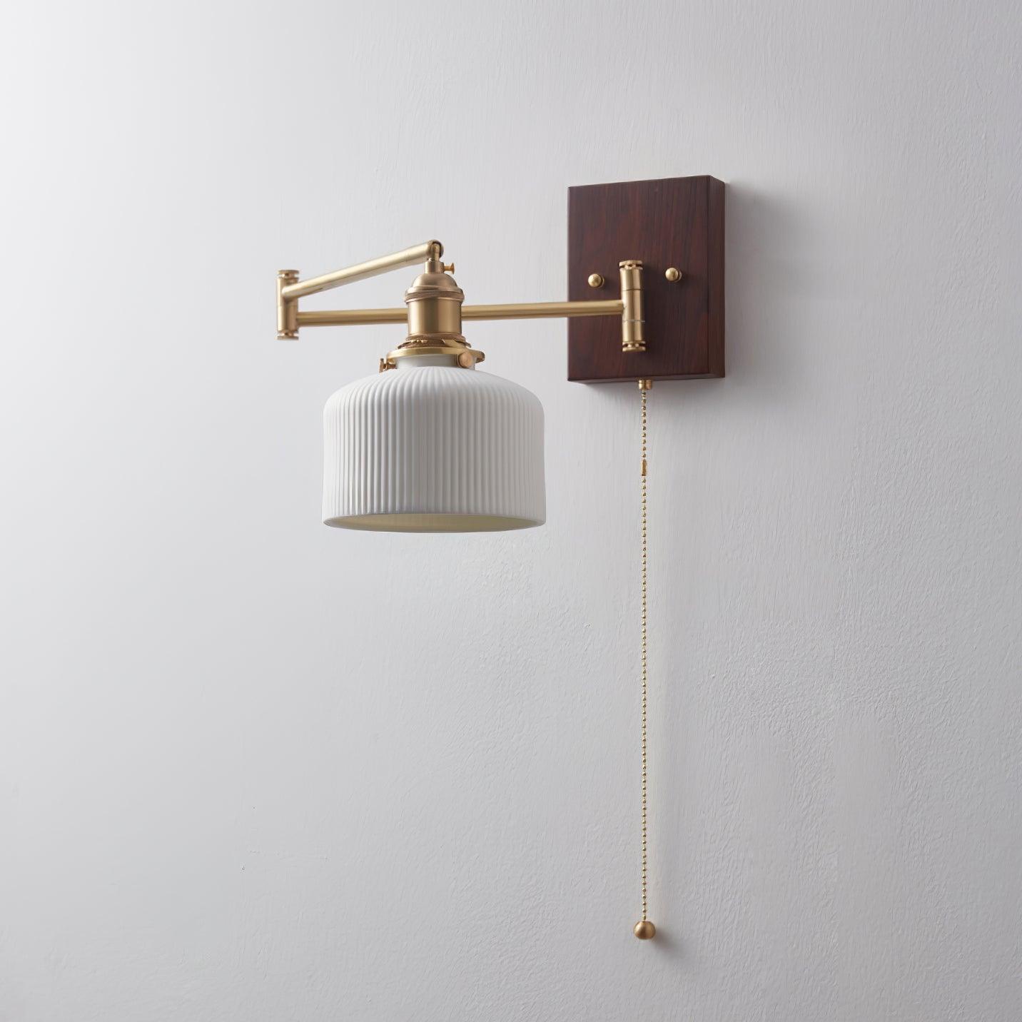 Artistic Walnut Brass Wall Sconce Adjustable Arm Vintage Charm - Letslighting