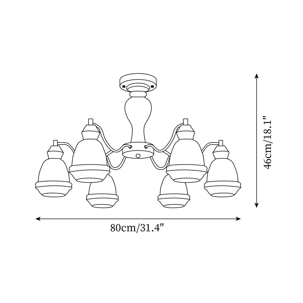 Magiro Chandelier Frosted Glass Wood Arms - Letslighting