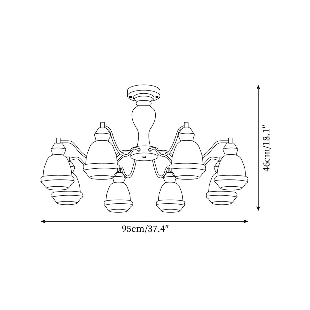 Magiro Chandelier Frosted Glass Wood Arms - Letslighting