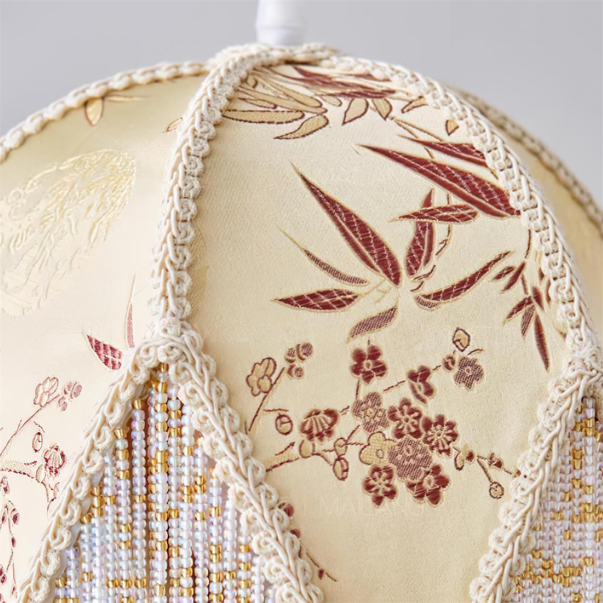 Magnolia Suspension Lampe Pompon Tissu Floral Bambou Franges - Neutralighting